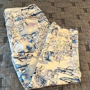 Chicos Artistic Blue and White Patterned Jeans